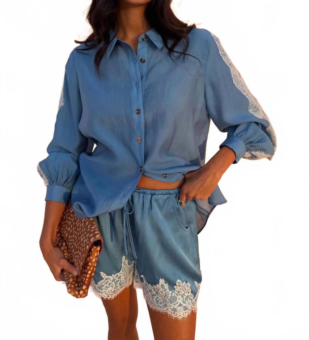 NEW NEVER FULLY DRESSED women's lace marley shirt in blue